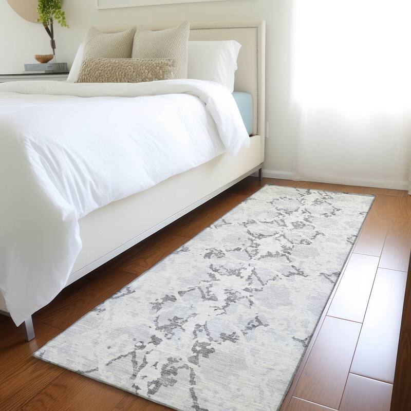 Premium Washable Super Soft Abstract Fusion Mayfield Rug - Silver - 2'3" x 7'6"