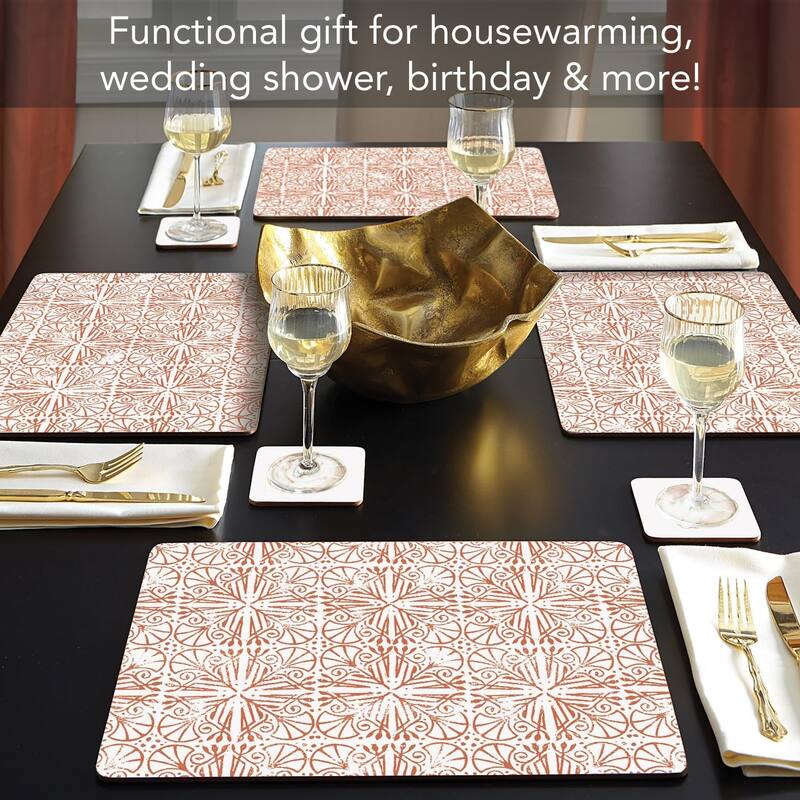 Mohave Light Decorative Hardboard Placemats with Protective Cork Backing 4 Pack Heat Tolerant and Easily Wipes Clean