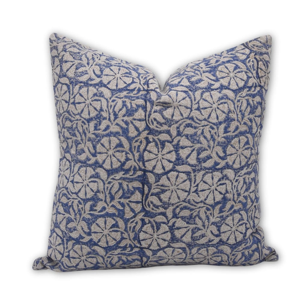 Fabdivine Floral Heavy Linen Cushion Cover Blue Cushioncase, Rudraksh