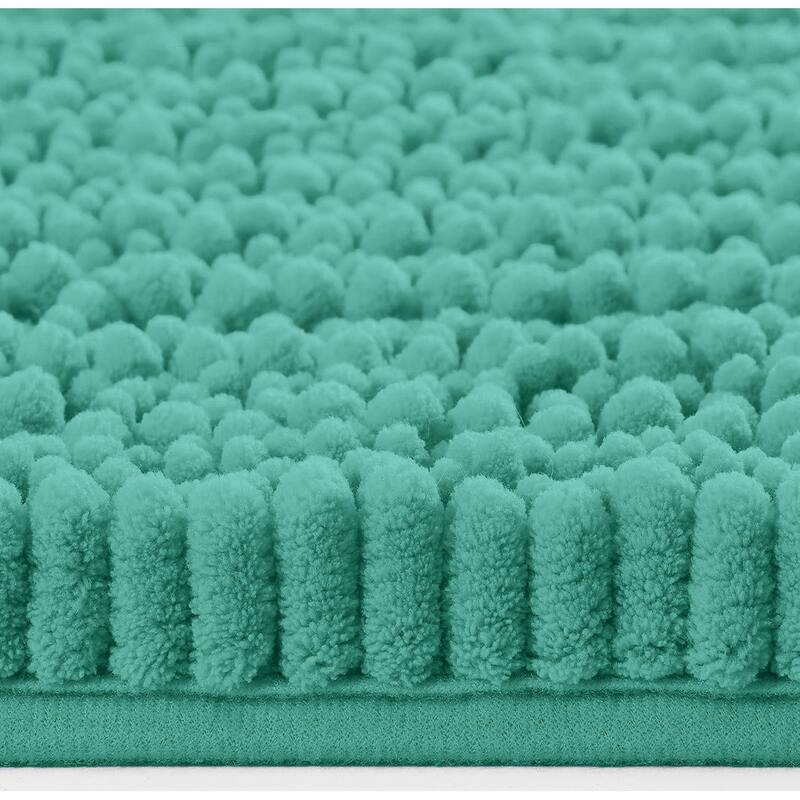 36"x24" - Turquoise Blue Large Soft Cozy Plush Chenille Bath Mat Bathroom Rug