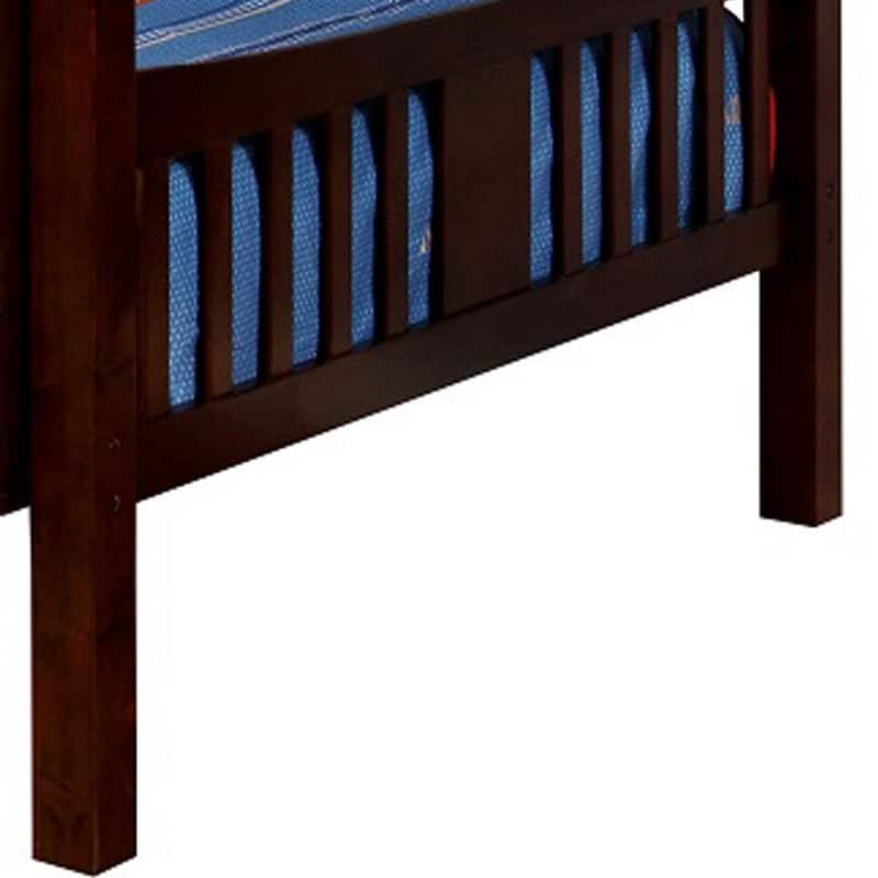Slatted Full Over Full Bunk Bed with Attached Ladder, Walnut Brown