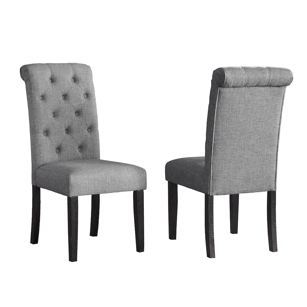 Button Tufted Back Chair Dining Chair Reception Chair with Wood Legs, Minimalist Padded Chair Armless Chair