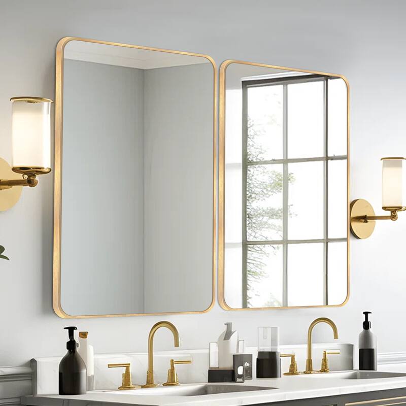 2 Pack Bathroom Rectangle Mirror Wall Mounted - 30X40 - Gold