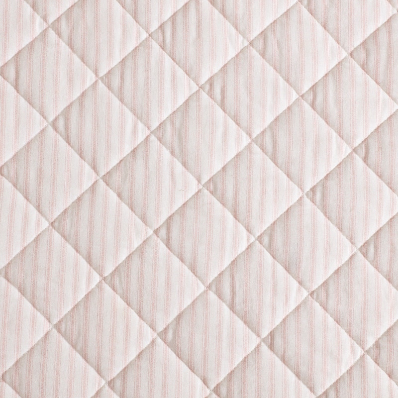 Laura Ashley Tessas Ticking Stripe Cotton Reversible Red Quilt Set