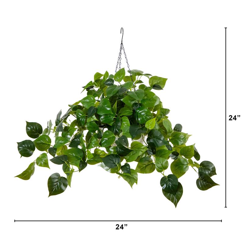 Pre-Lit Philodendron Artificial Plant - 24" - Warm White LED Lights
