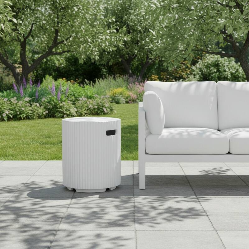 Christopher Knight Home - Lecce 17x19.9" Outdoor MgO Propane Tank Holder/Side Table for Multiple Use