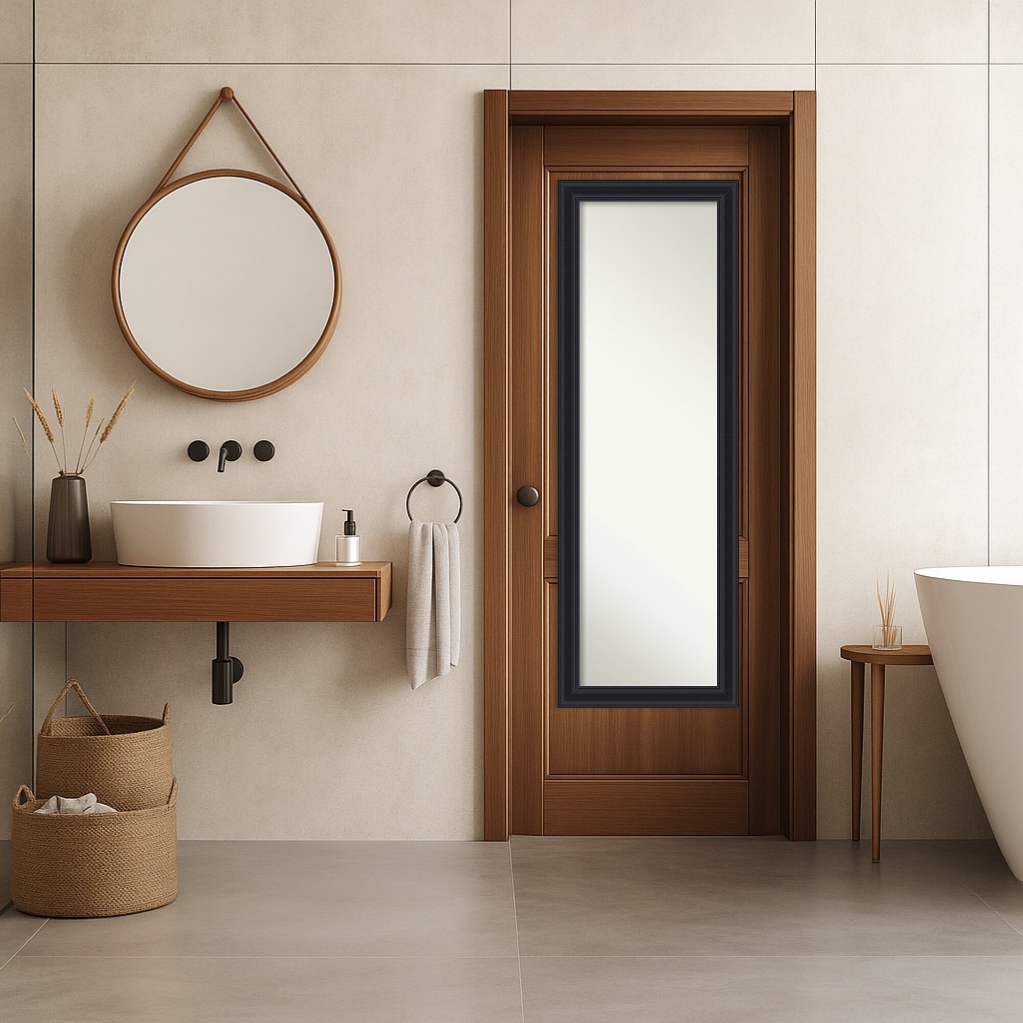 Dalat Non-Beveled Framed Full-Length On the Door Mirror