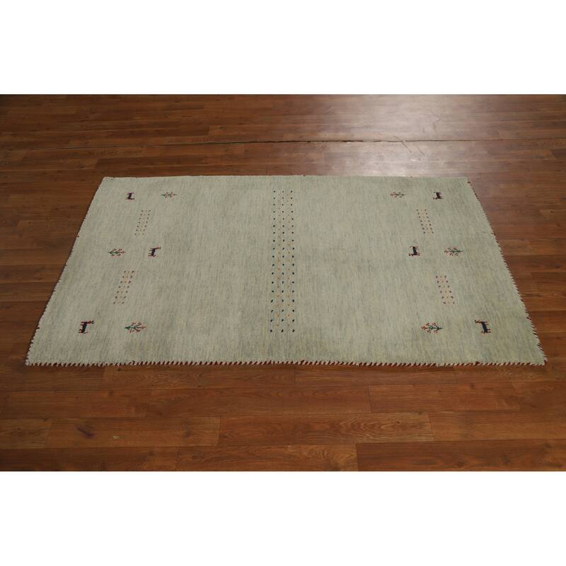 Hand Knotted Oriental 100% Wool Carpet Tribal Animal Pictorial Green Gabbeh Area Rug - 5' 0'' X 3' 0''