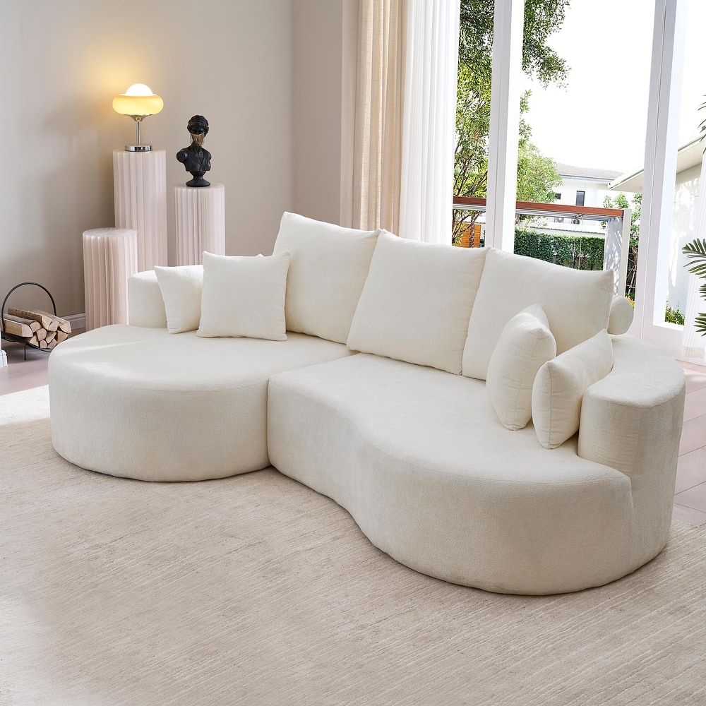 Christopher Knight Home - 106'' Cloud Curved Sectional Sofa with Right Chaise Lounge and Ultra-Soft Foam Comfort