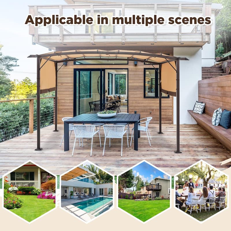 AECOJOY 12 x 9 Ft Outdoor Pergolas and Gazebos w/ Retractable Pergola - 12ft X 9ft