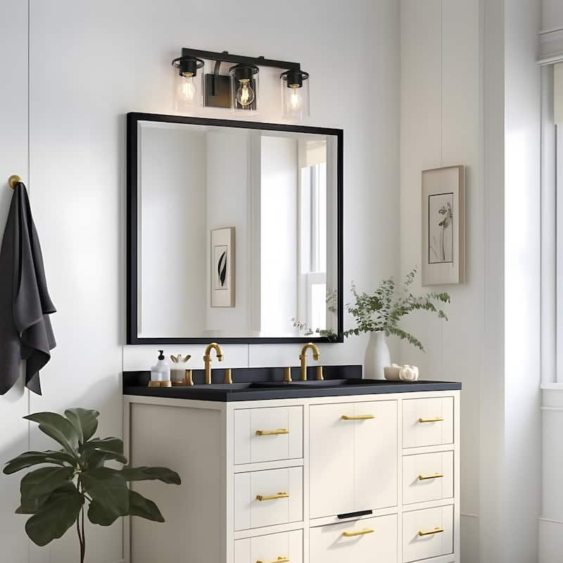 Fora Modern Farmhouse 3/4-Light Bathroom Vanity Lights Glass Wall Sconces