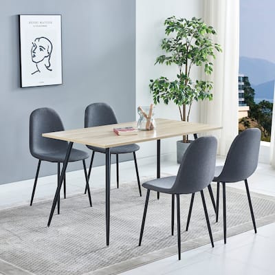 Rectangular Wooden Table Dining Set for 4, Grey