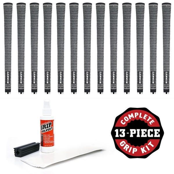 Lamkin Crossline Cord Standard 0.580 - 13 pc Golf Grip Kit (with tape, solvent, vise clamp)