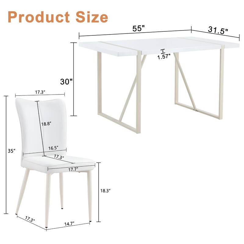 Modern Dining Set with Rectangular Table & Vertical Line Chairs
