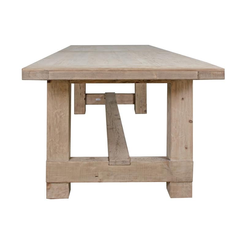 110"L Rectangular Weathered Natural Wood Indoor Amalfi Dining Table - Brown