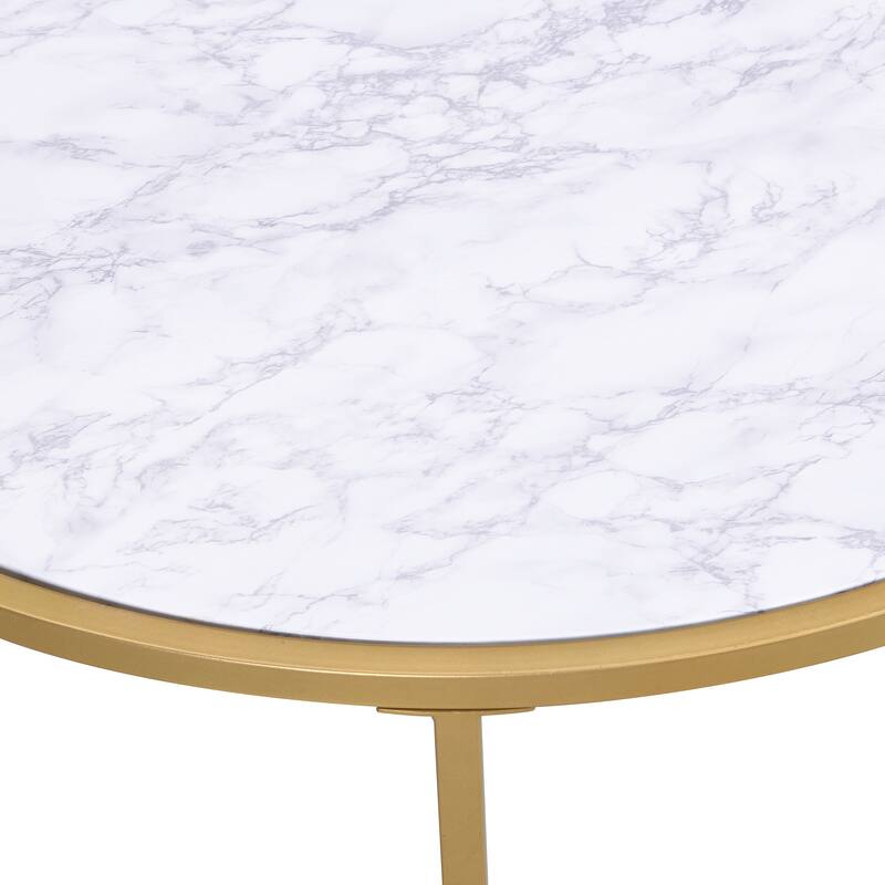 Carolina Living Verazano Faux Marble Top 36" Round Coffee Table - Gold