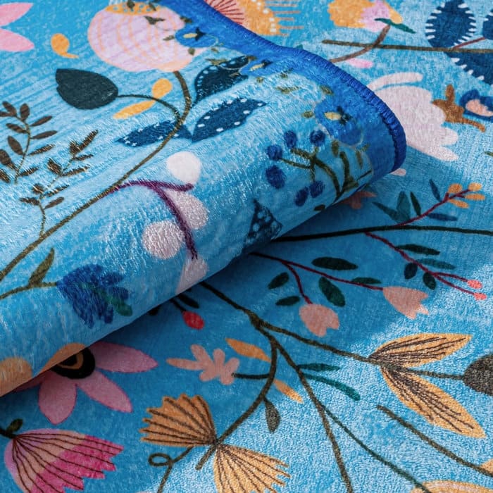 Nature Floral Non-Slip Machine Washable Colorful Modern Area Rug