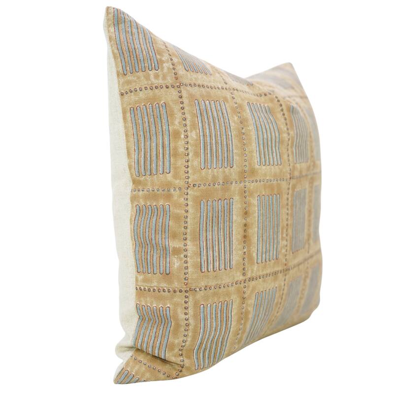 Fabdivine 24x24 Inch Stripted Pillow Cover for Dining Room Chair Sofa Bed Boho Farmhouse Décor Pure Soft Linen Brown, Yug