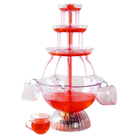 3-Tier Party Drink Dispenser  1.5-Gallon Punch Fountain with LED Light Base and 5 Cups by Great Northern Party