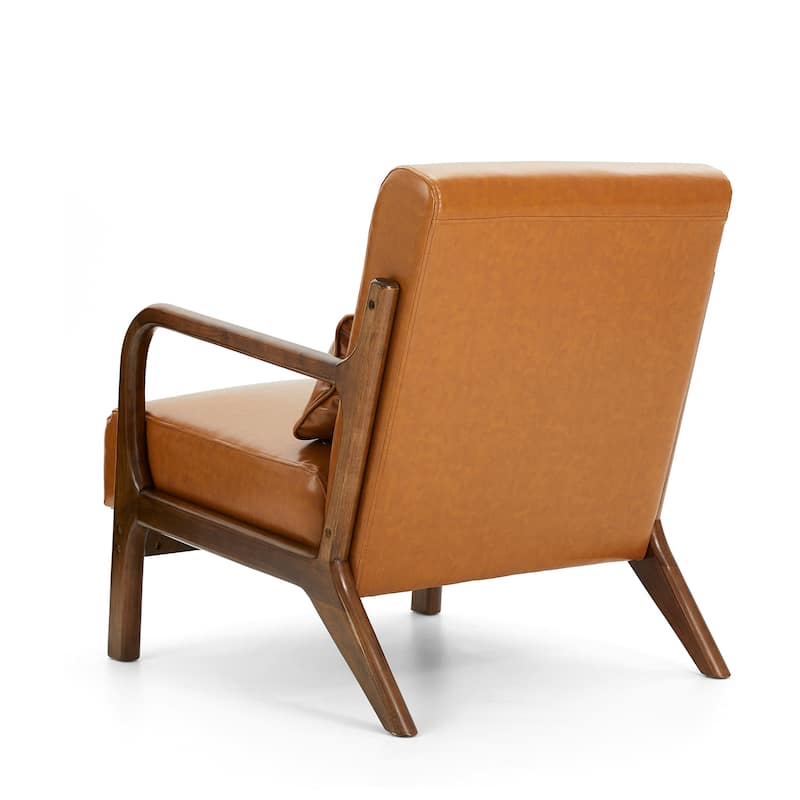 Glitzhome 30.75"H Mid-Century Modern PU Leather Accent Armchair with Rubberwood Frame - 25.75"L x 33.75"W x 30.75"H