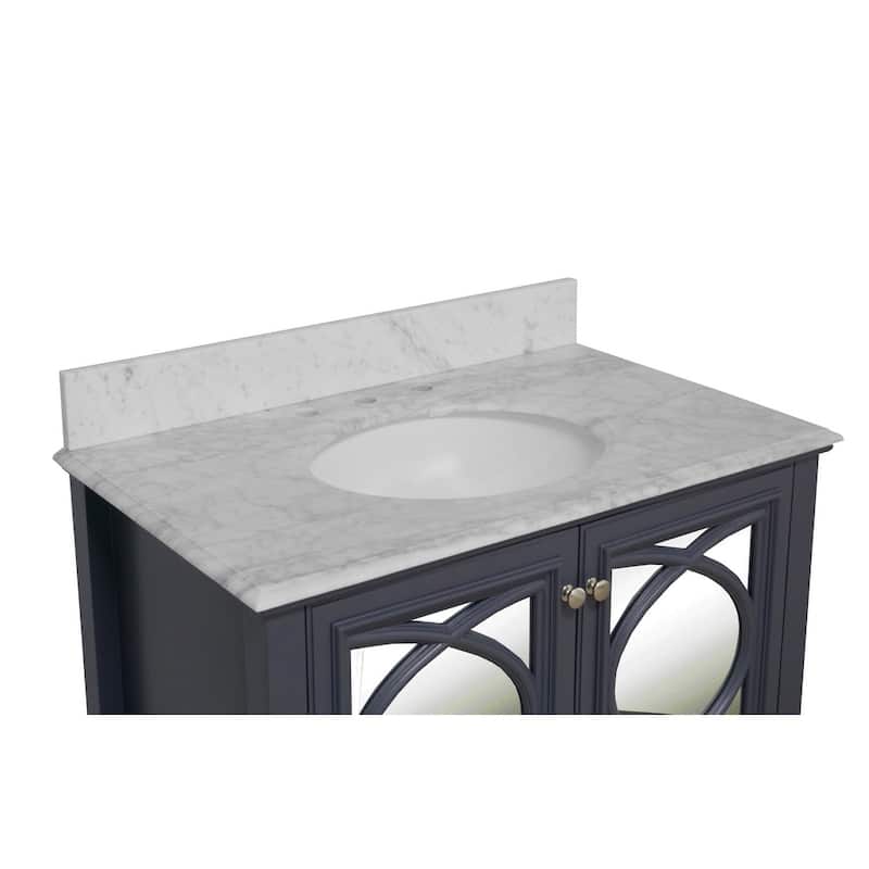 KitchenBathCollection Olivia 36" Bathroom Vanity with Carrara Marble Top