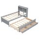 preview thumbnail 10 of 9, Superior Quality Captain Bed with Type-C USB Ports, Wood Platform Twin Bed Frame with LED Light Headboard & Trundle, Grey