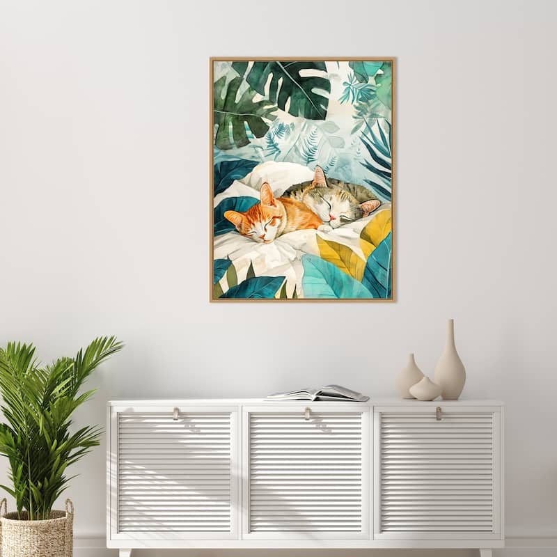 Cats Lives Napping by Justyna Jaszke Framed Canvas Wall Art