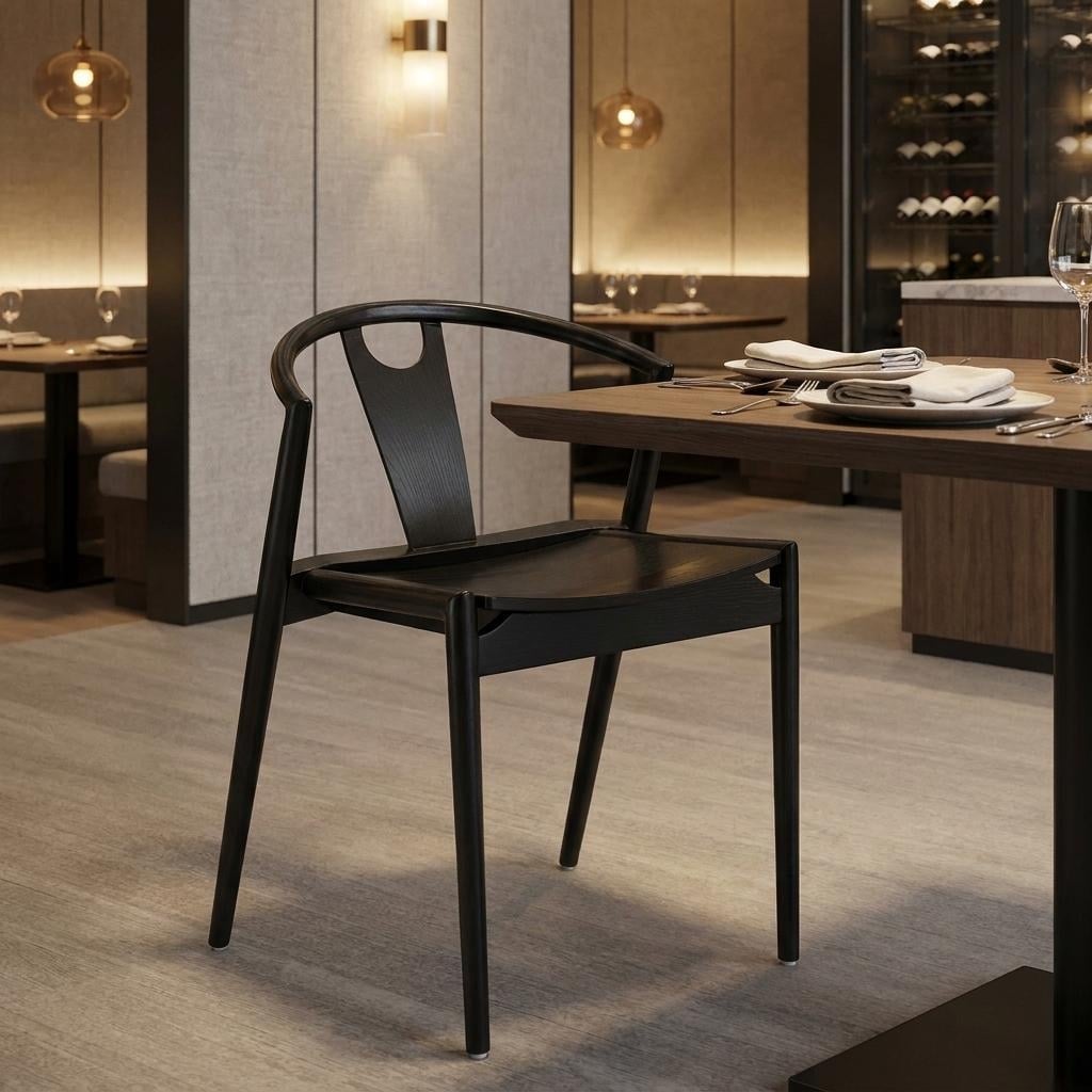 HomeRoots Black Solid Wood Open Back Dining Side Chair - 22.50 in. x 31.00 in. x 22.00 in.