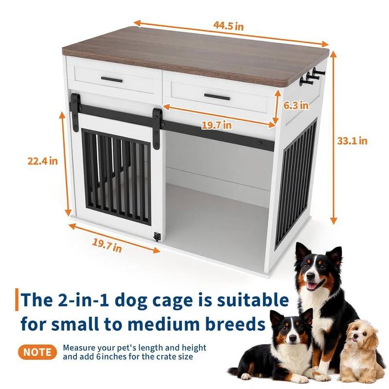 44.5'' Dog Crate Furniture, with Sliding Barn Door