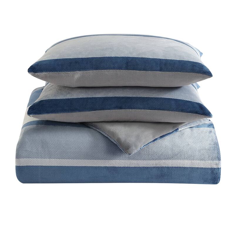 Nautica Linden Fleece Navy Reversible Comforter Set