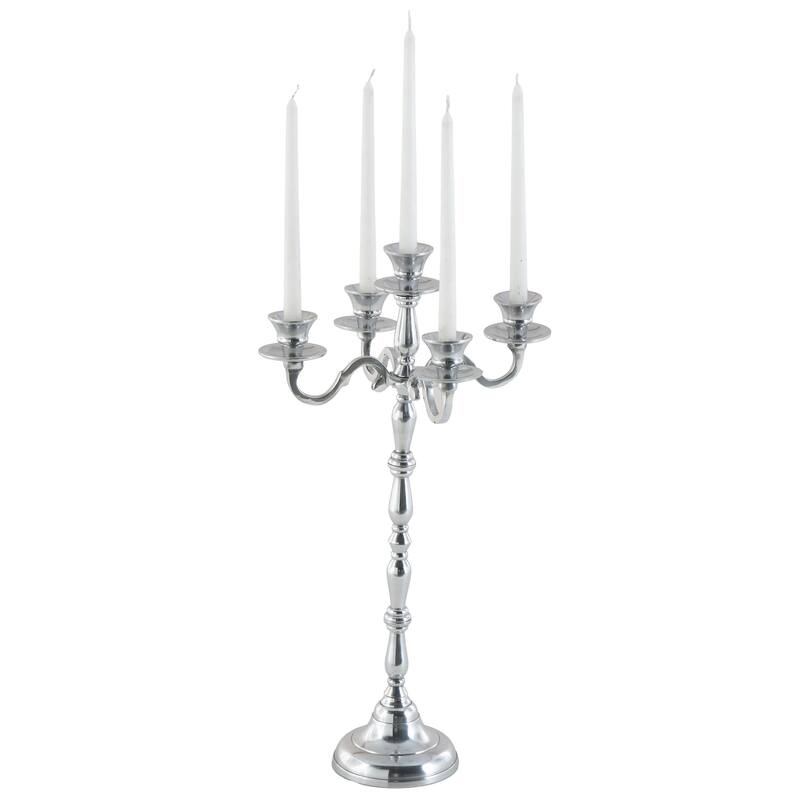 Aluminum Metal Candelabra - Silver - Roche River Decor - 10"W x 10"L x 23"H