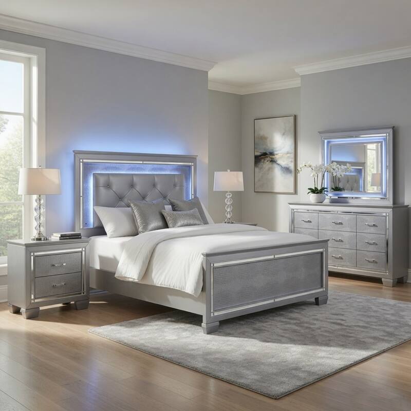 grey nightstands and dresser Cas 6 Drawers Dresser and 1 Drawer Nightstands Set