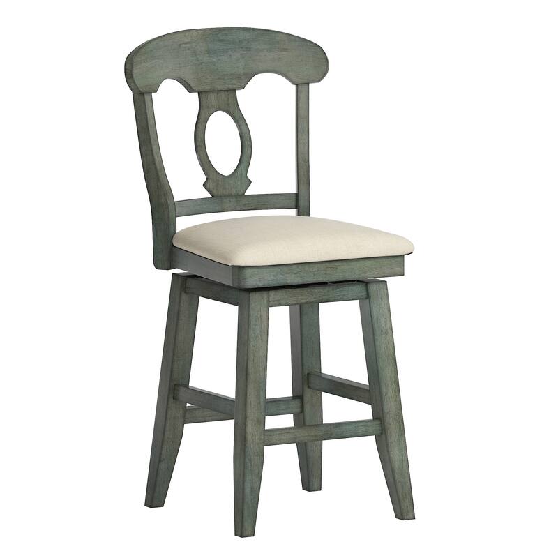 Eleanor Napoleon Back Wood Swivel Chair by iNSPIRE Q Classic - Counter Height - Antique Sage Green