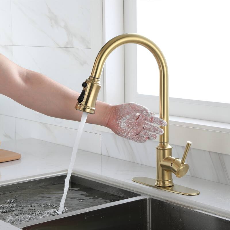 Single Handle Touch Kitchen Faucet with Pull Down Sprayer and Deckplate
