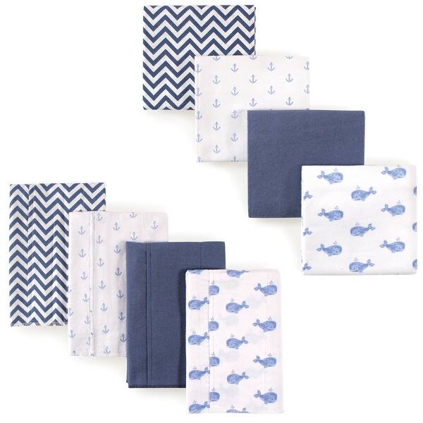 slide 1 of 1, Hudson Baby Infant Boy Cotton Flannel Burp Cloths and Receiving Blankets, 8-Piece, Blue Whale, One Size - Blue Whale - One Size One Size - Blue Whale