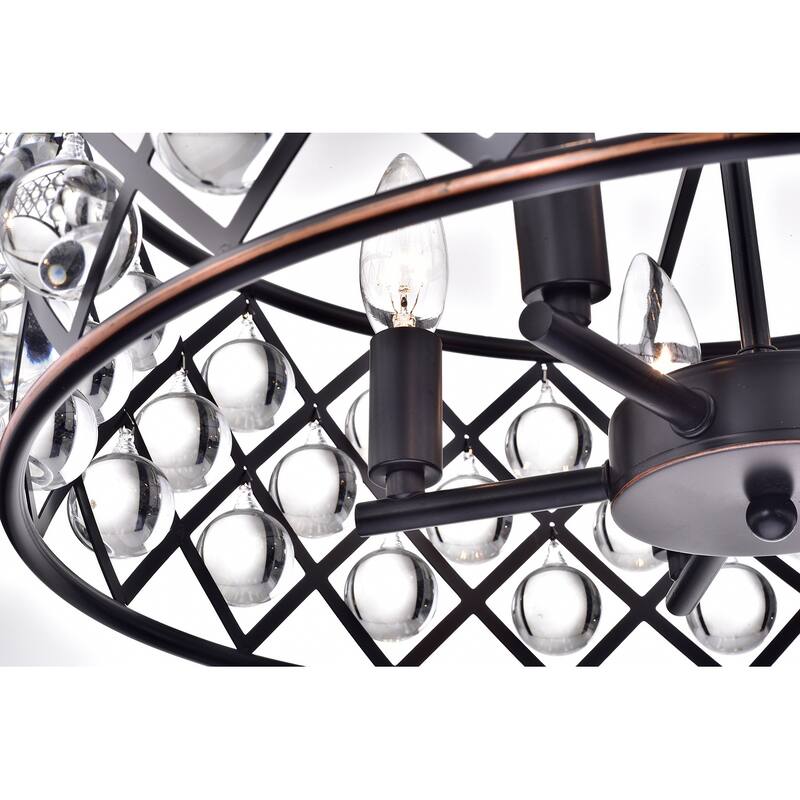 Oil Rubbed Bronze 5-Light Drum Chandelier with Crystal Spheres - Oil Rubbed Bronze