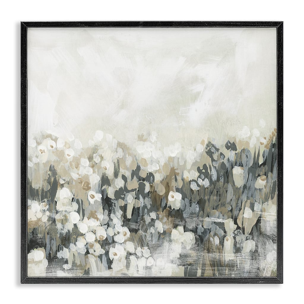 Stupell Grey Speckled Flowers Framed Giclee Art Design By June Erica Vess