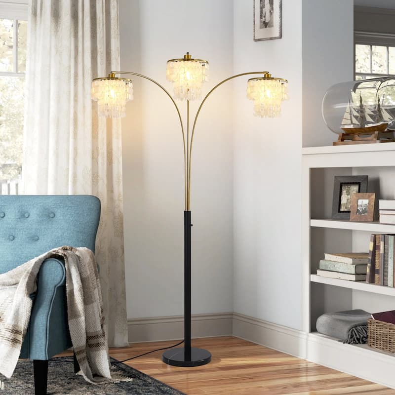 Brio 90" 3-Light Modern Gold Arc Floor Lamp - 90