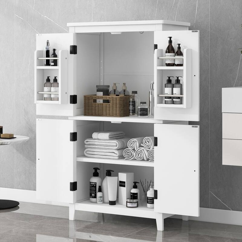 23.6 in. W x 43.3 in. H MDF Freestanding Linen Cabinet with Adjustable Shelves