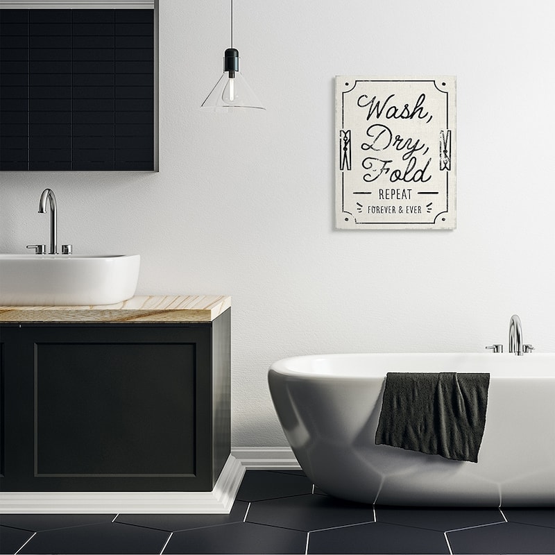 Stupell Charming Retro Laundry Wash Dry Fold Repeat Canvas Wall Art Design By Victoria Barnes