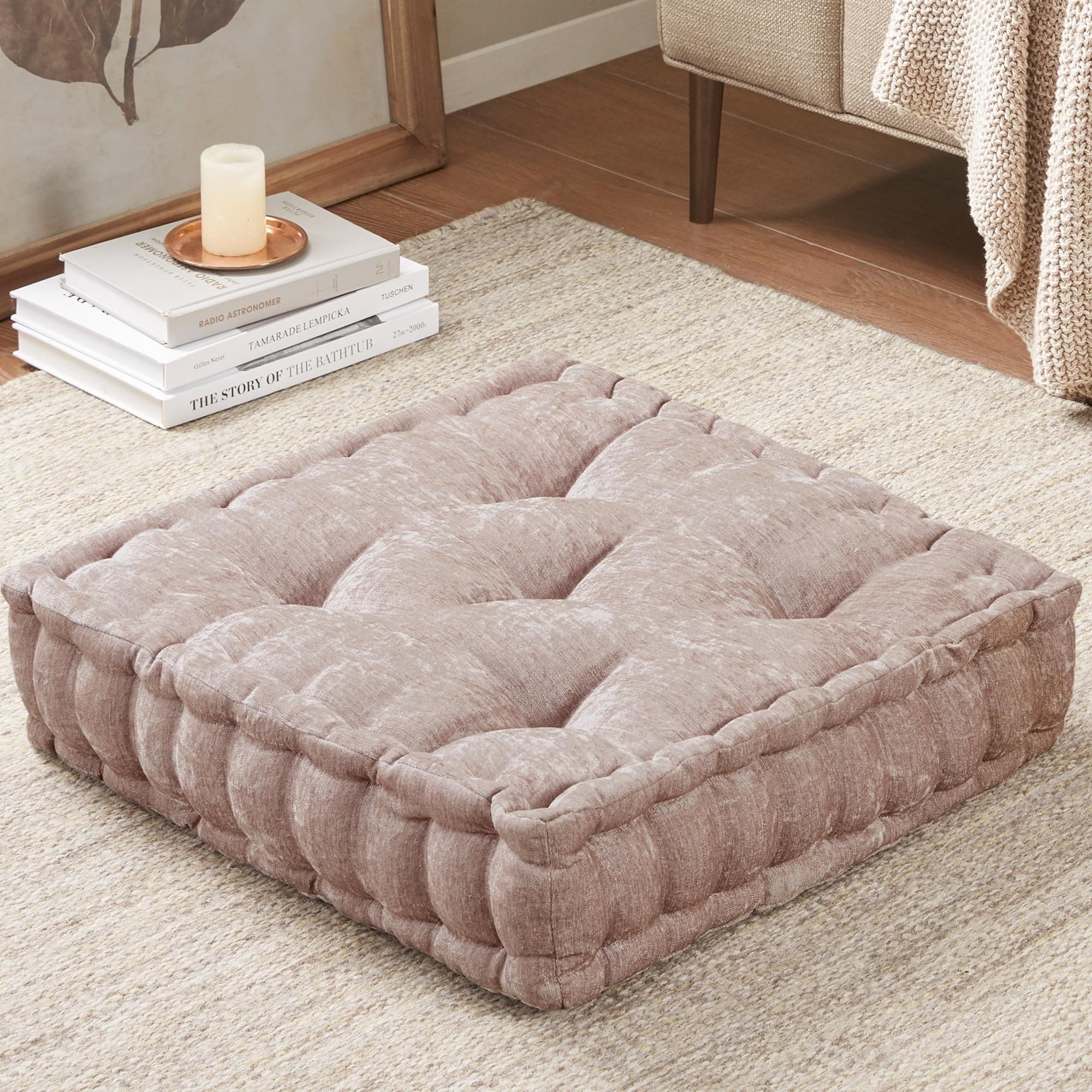 Intelligent Designs Azza Poly Chenille Square Floor Pillow Cushion
