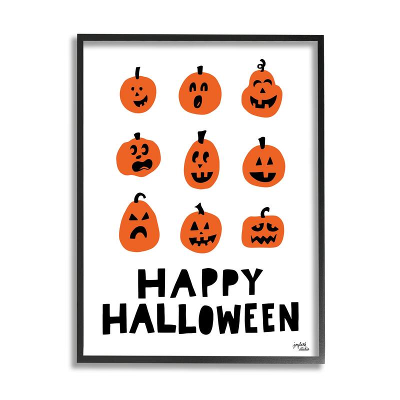Stupell Mixed Expressions Pumpkins Shapes Casual Halloween Typography Framed Wall Art, Design by Jess Baskin - Orange - 24 x 30 - Black