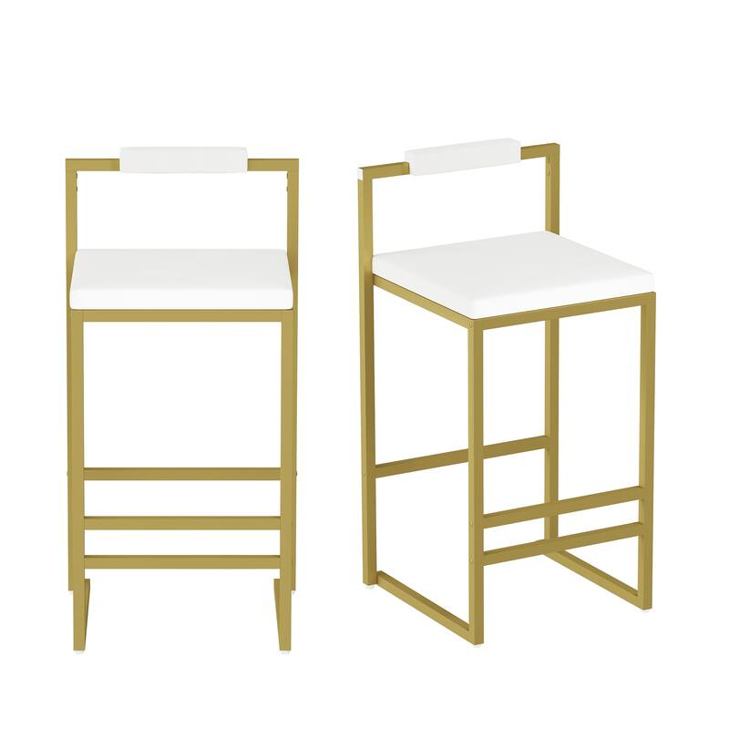 Anmytek Upholstered Velvet Bar Stool Low Back Gold Frame Modern Kitchen Island Seating Home Decor