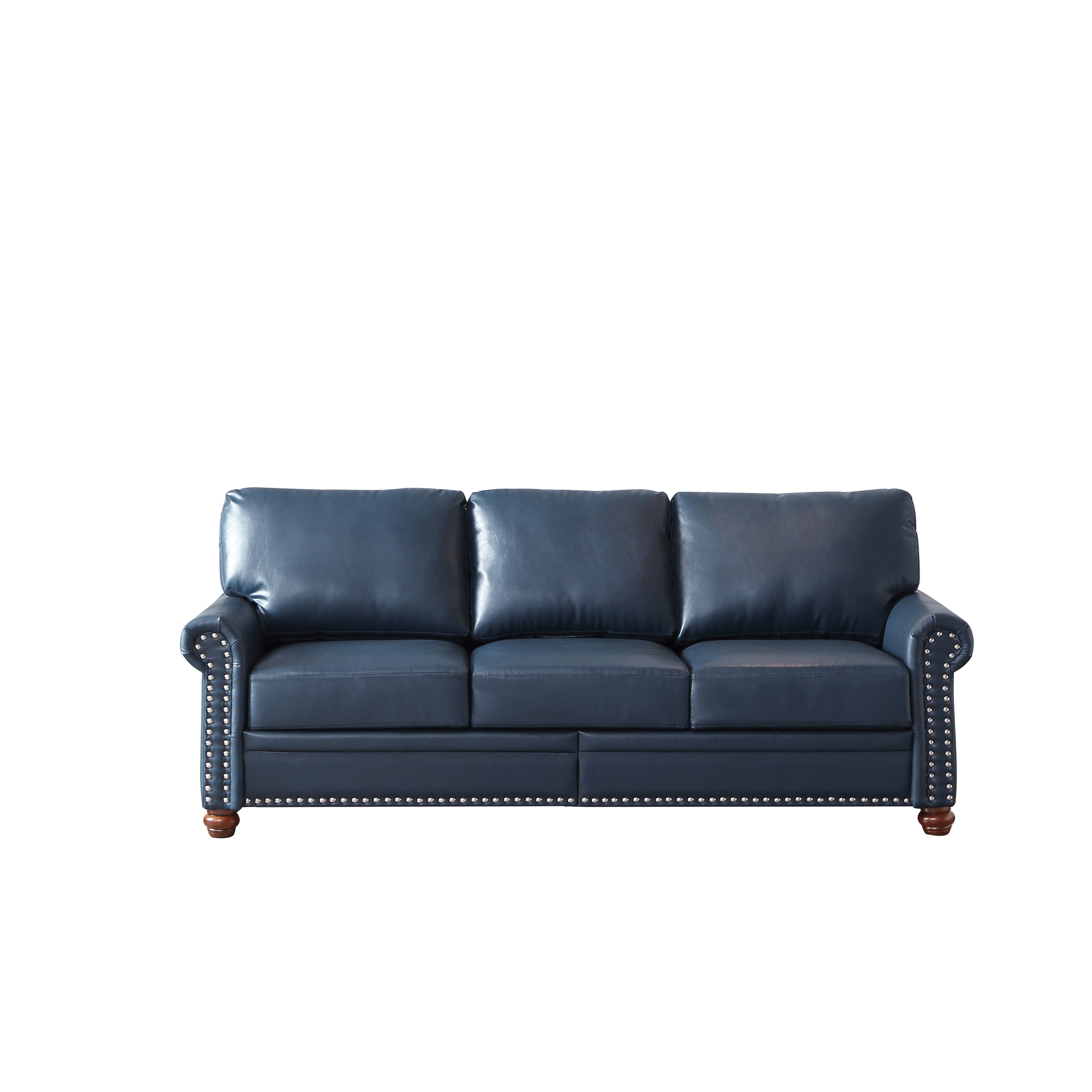 Navy Blue Leather Recliner Sofa Nailhead Rolled Arms Sleeper Loveseat On Sale Bed Bath Beyond 40217472