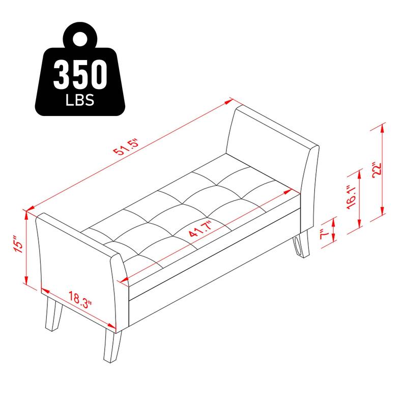 Aukfa Armed Storage Bench for Bedroom Entryway Living Room