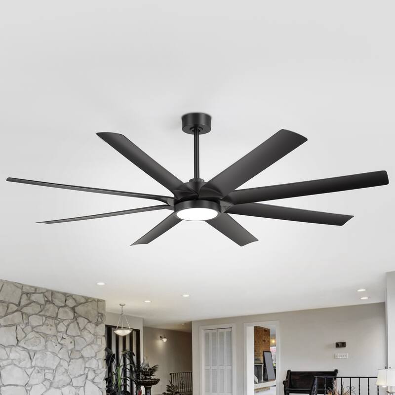 72-inch Large LED Ceiling Fan with Light and Remote(8-Blades)