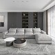 preview thumbnail 9 of 13, Modern Modular Down Sectional Sofa,Light Grey/Dark Blue Light Grey