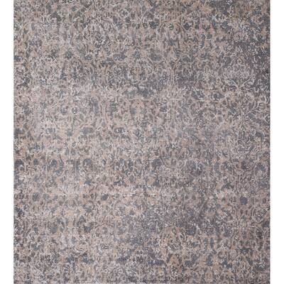 Contemporary Abstract Square Area Rug Hand-Knotted Wool Carpet - 5'2" X 4'11"