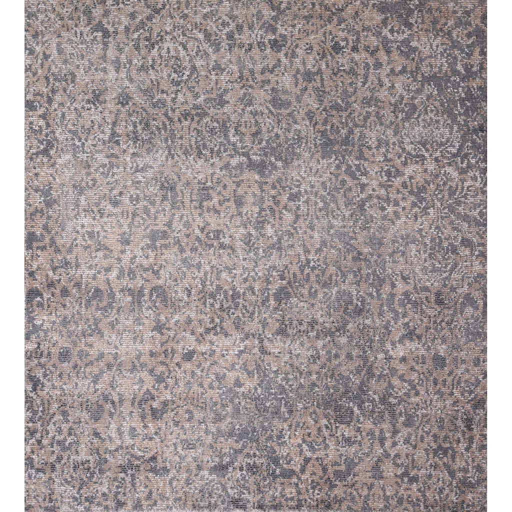 Contemporary Abstract Square Area Rug Hand-Knotted Wool Carpet - 5'2" X 4'11"