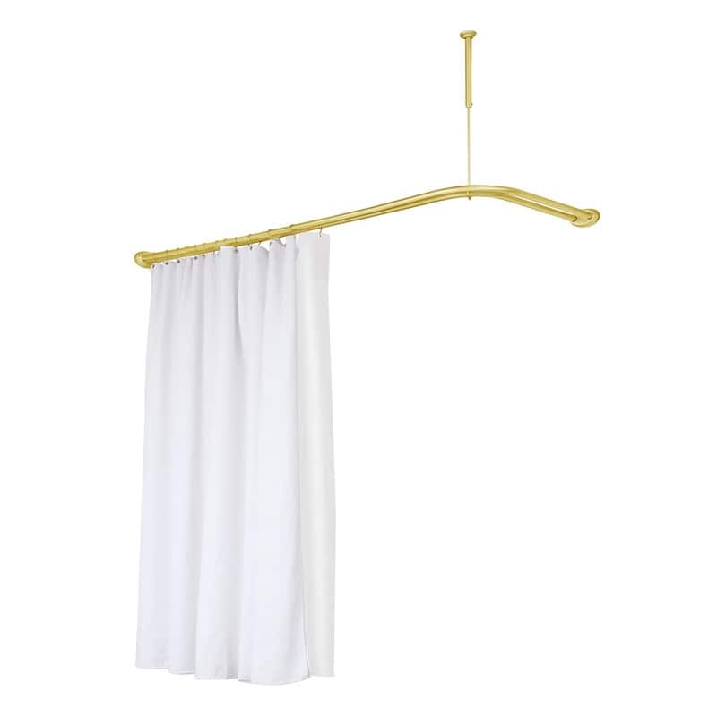 Utopia Alley Rustproof Aluminum Double L Shaped Shower Curtain Rod 72" L x 31.7" W, with 24 Shower Hooks included, Wall Mounted
